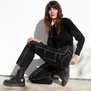 Jesse Kamm Patchfront Handy Pants black white stitching